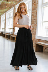 Belia Elastic High Waist Rayon Solid Color Skirt
