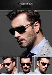 AORON Driving Polarized Sunglasses Aluminum Magnesium Frame Sport Sun Glasses Driver Retro Goggles Sunglass UV400 Anti-Glare
