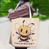Cute Bees Designed Canvas Bag With Shoulder Strap