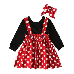 Children Kids Baby Fashion Girls Long Sleeve T-Shirt Top And Dot Strap Skirt Set