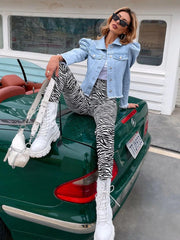 Denim Coat Women Polo Collar Coat