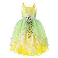 Dressy Tiana Princess Ball Gown Green Dress for Children Birthday Party