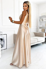 Elegant Maxi Satin Strapless Evening dress