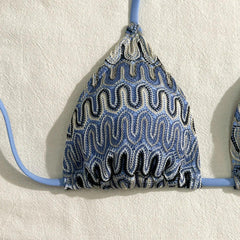 Embroidery Gradient Sexy Three Piece Swimsuit
