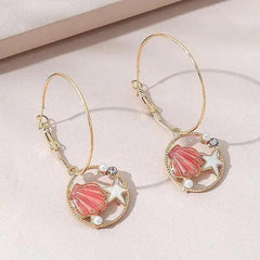 Fashion Creative Simple Starfish Shell Pearl Earrings