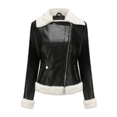 Fleece Leather Casual Jacket for Women