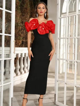 Flower Off Shoulder Maxi Long Bandage Party Dress