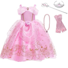 Girls Sleeping Beauty Aurora Princess Cosplay Dress for Kids Christmas Gift