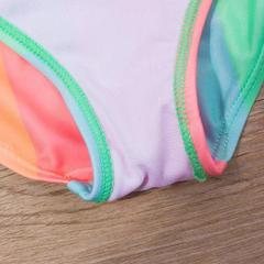 Girls Sweet Colorful Striped Ruffled Summer Beachwear Swimwear