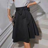 Elastic Knitted High Waist Lace up Skirt