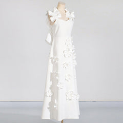 High Grade Stitching Floral Backless Dress