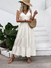 Casual Simple Sleeveless V neck Vacation Dress