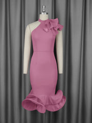 Elegant off Shoulder Ruffled Hem Cocktail Evening Dress