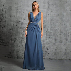 Double Shoulder Elegant Backless Fishtail Evening Dress