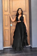 Elegant Ruffle High Waist Crop Top Spaghetti Strap Dress