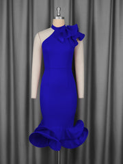 Elegant off Shoulder Ruffled Hem Cocktail Evening Dress