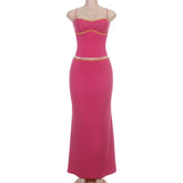 French Sweet Casual Chiffon Lace Vest Skirt Set