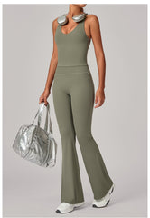Autumn Sand Invisible Pleated Yoga Outfit Set