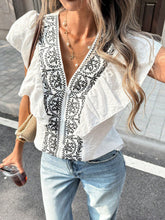 Fashionable French Ruffled V neck Top