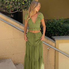 French Women Sexy Lace Chiffon Cardigan skirt sets