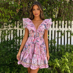 French Flying Sleeves Short Dress