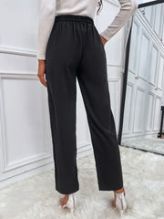 Casual Cropped Solid Color Loose Straight Pants