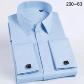 High Quality Hidden Button Men's Long Sleeve Shirts (Cufflinks Included)