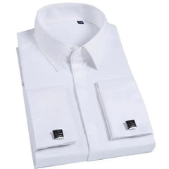 High Quality Hidden Button Men's Long Sleeve Shirts (Cufflinks Included)