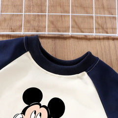 Cartoon's O Neck Spliced Long Sleeve Hoodies Sets