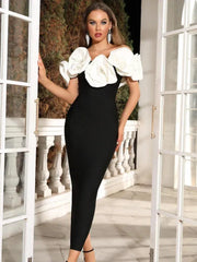 Flower Off Shoulder Maxi Long Bandage Party Dress