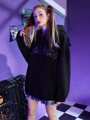 Anime Kuromi Women Black Embroidery Hoodies