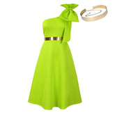 French One Shoulder A Line Pleated Party Dress