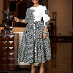 Elegant Fall Fashion African 3/4 Sleeve Party Dress