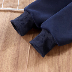 Cartoon's O Neck Spliced Long Sleeve Hoodies Sets