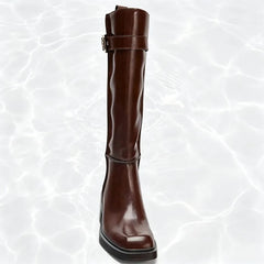 British Style Women Brown Knee Boots