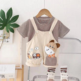 Children Cartoon's Striped Short Sleeve T-Shirt Sets