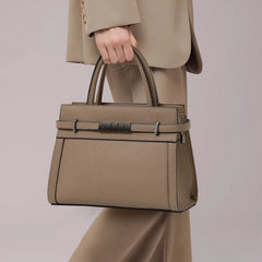Genuine leather women's simple tote bag
