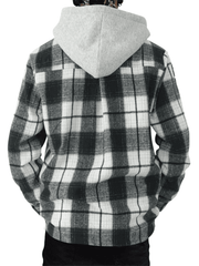 Casual Flannel Jacquard Long Sleeve Hooded Plaid Shirt