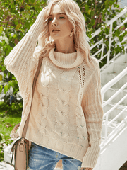 Fashionable casual bat sleeve loose women's turtleneck sweater
