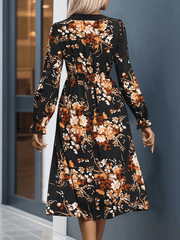 Fashion Printed Midi Fall Dress