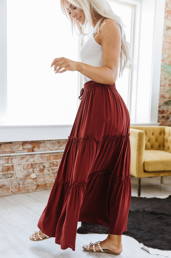 Belia Elastic High Waist Rayon Solid Color Skirt