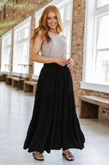 Belia Elastic High Waist Rayon Solid Color Skirt