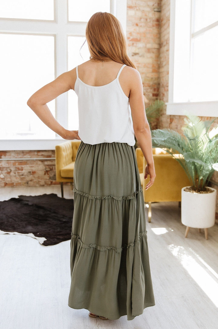 Belia Elastic High Waist Rayon Solid Color Skirt