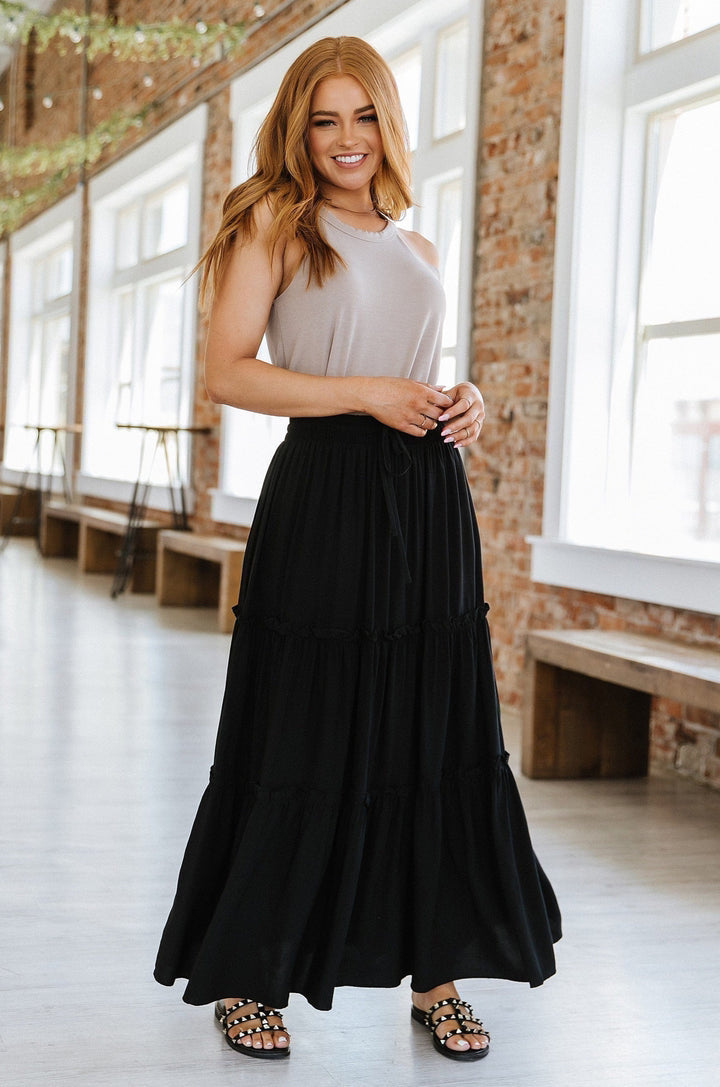 Belia Elastic High Waist Rayon Solid Color Skirt