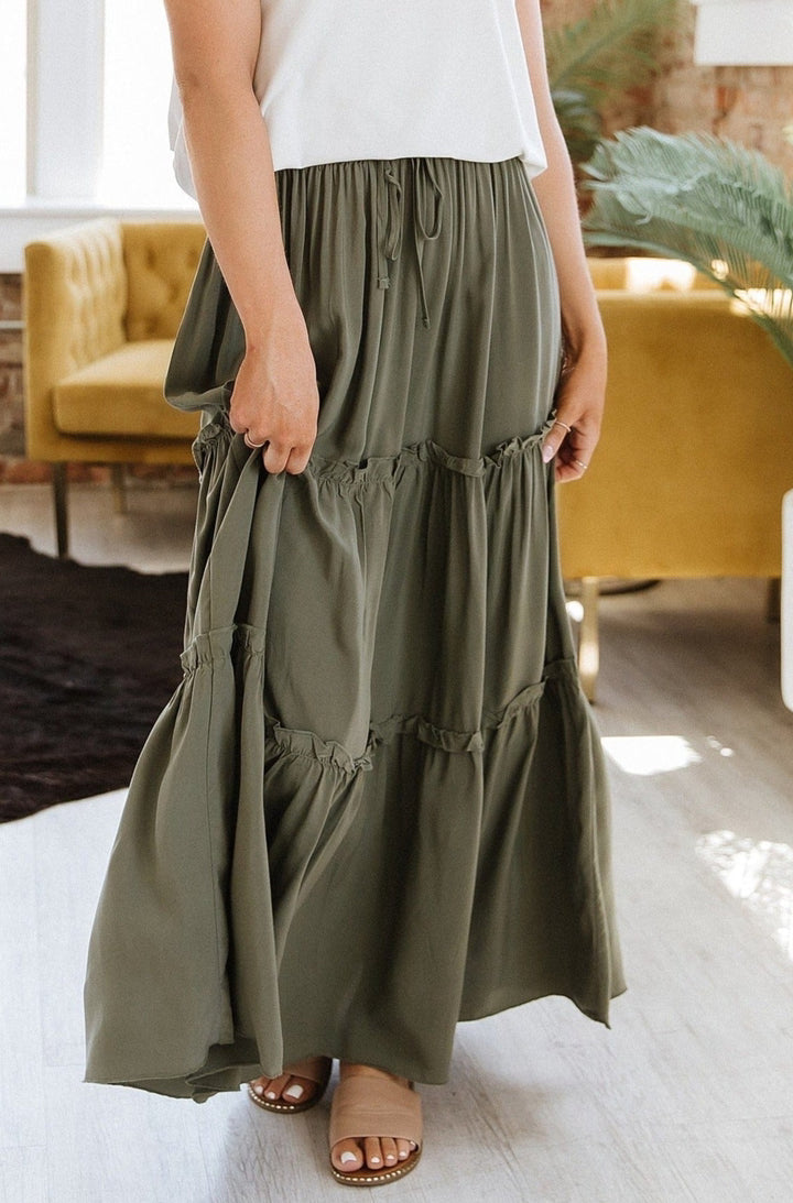 Belia Elastic High Waist Rayon Solid Color Skirt
