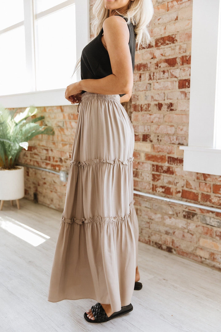 Belia Elastic High Waist Rayon Solid Color Skirt