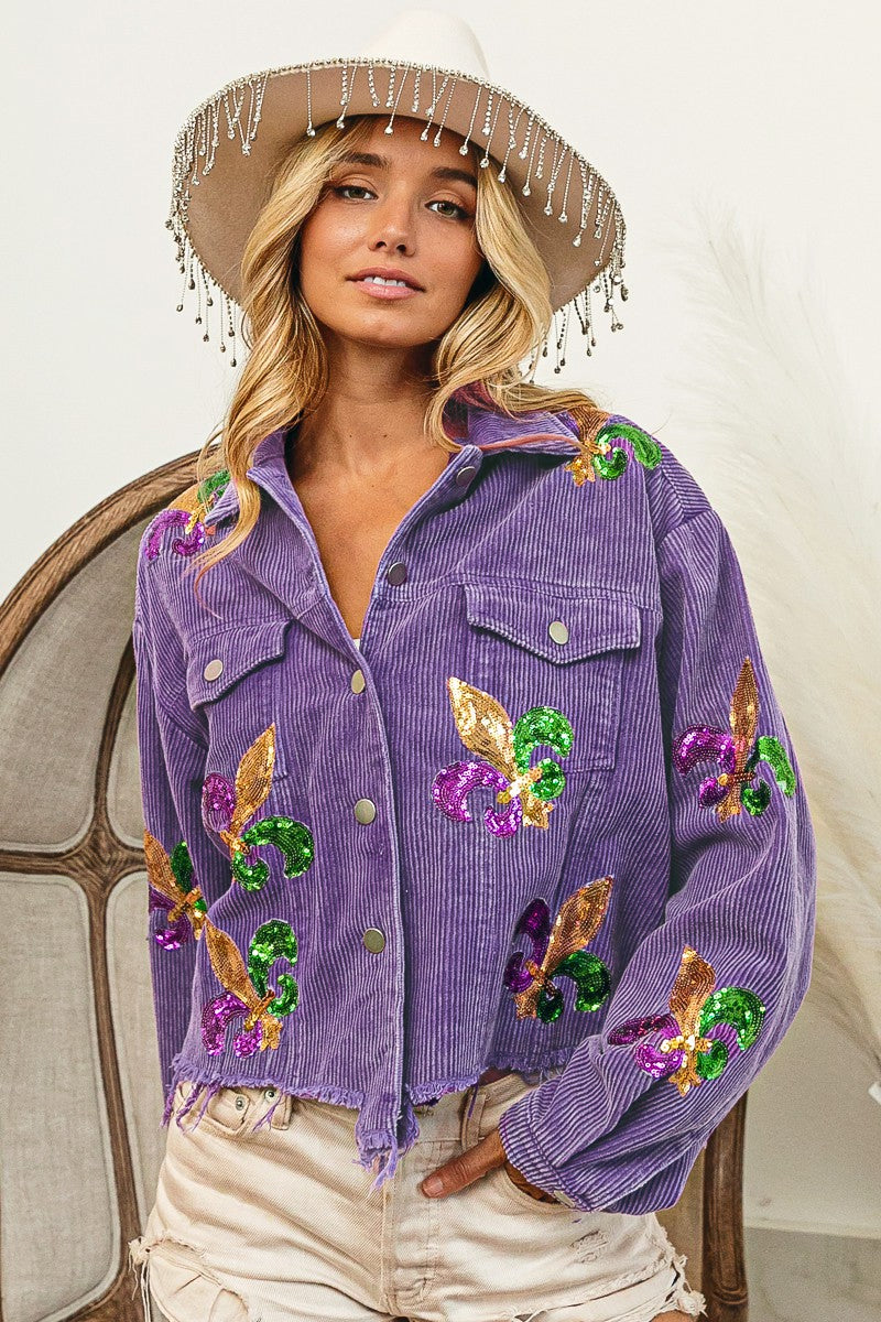 Autumn Winter Corduroy Sequined Jacket Coat