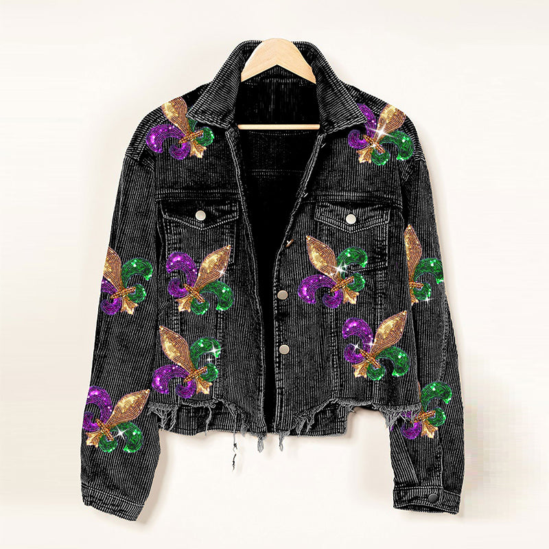 Autumn Winter Corduroy Sequined Jacket Coat