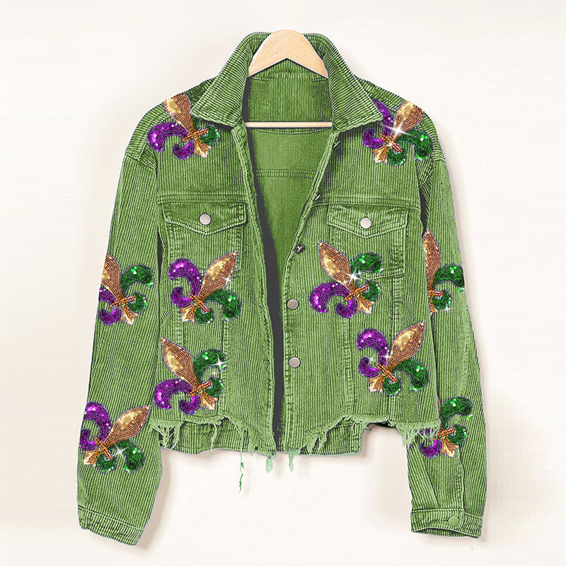 Autumn Winter Corduroy Sequined Jacket Coat