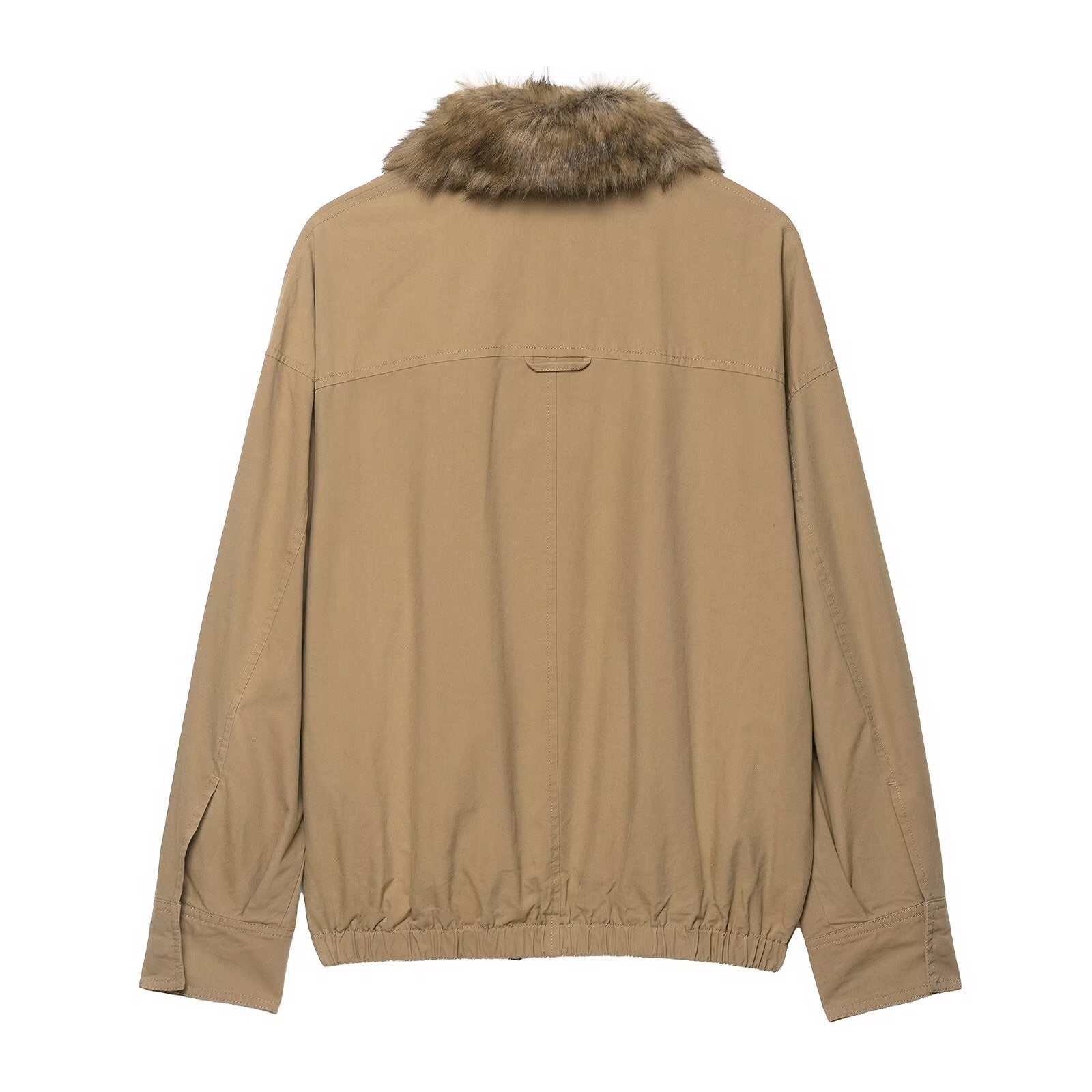 Elegant Women Artificial Fur Collar Bomber Jacket